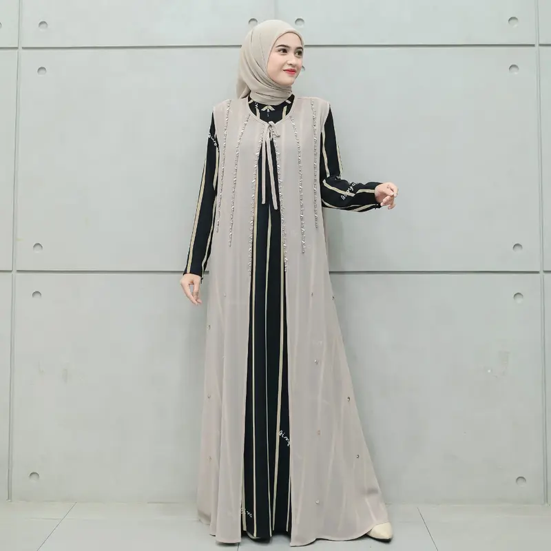 Aisyalina Id VOL 4 Sarimbit Collection Syella Set Series Pashmina Segiempat Bahan Bonita Motif Printing Mix Ceruti Polos Dress Gamis Wanita Outer Style 0