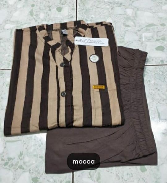 GRATIS ONGKIR SETELAN WANITA MOTIF SALUR // SET WANITA TERBARU // ONE SET PENJAMAS KEKINIAN TERMURAH Baju Katun setelan  wanita setelan  andin Celana Kancing Karet Nyaman Panjang Garis Lembut Atasan Dewasa Linen Tunik 5