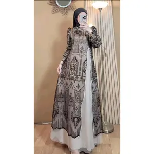 Raya dress burkat Mix Tile Dress Pesta Mewah Elegan Tali samping kanan kiri burkat depan saja
