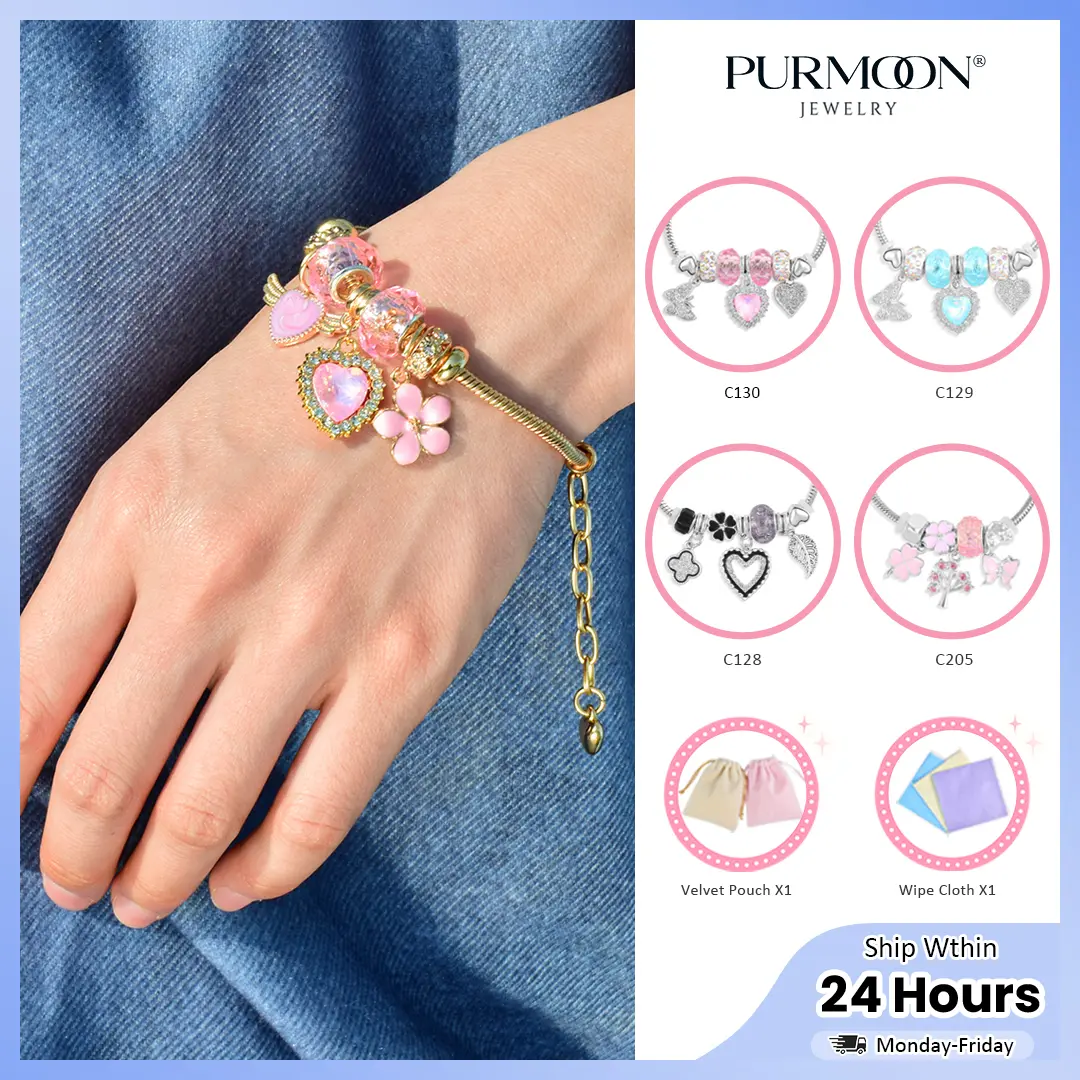 Purmoon Handmade Adjustable Bracelets Lucky Charm Soft Bangles Gift For Her C118 C128 C130 C205