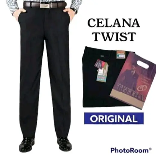 Celana Twist Pria bahan Teflon Bussan Ukuran 27-38 Santai