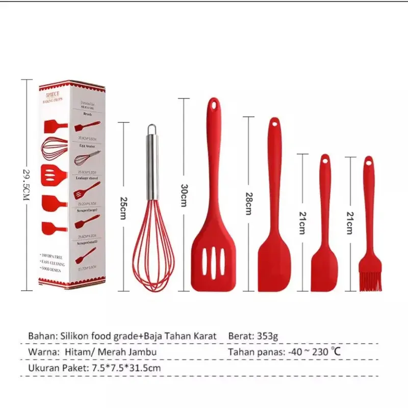 5 PIECE BAKING PROPS SPATULA SILIKON SET 5 IN 1 5