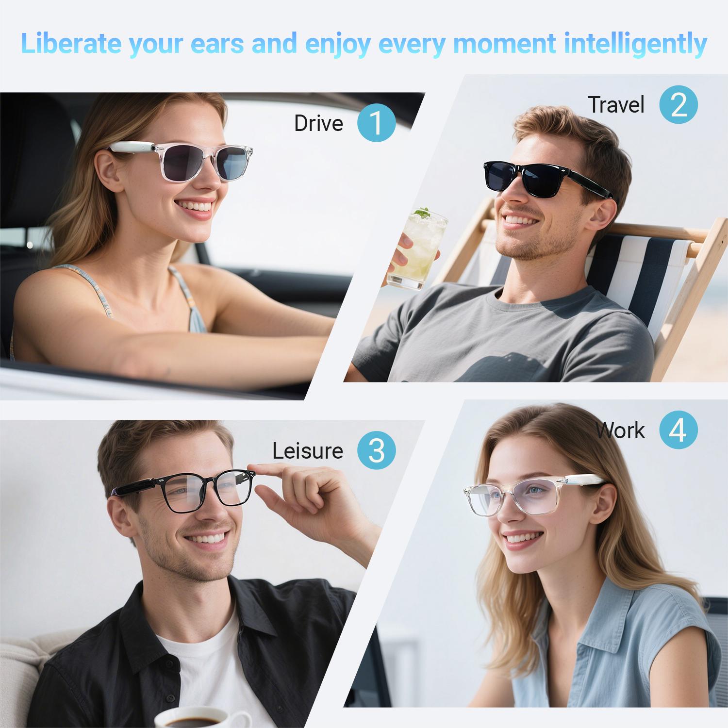 AI Intelligent Translation Glasses Sunglasses Remote Control Music Eyewear Waterproof Eyeglasses - Image 2