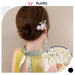 Auvita Tusuk Konde Sanggung Bunga Sakura Hairpin Tusukan Konde Mutiara Vintage