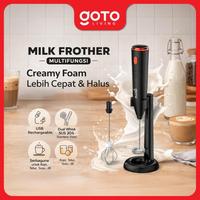Gambar (Best Offer) Goto [COD] Cremo Hand Mixer Mini Milk Frother Elektrik Alat Pengocok Telur USB Rechargeable Free Stand Holder - BLACK dari Goto Living Kota Tangerang 3 Tokopedia
