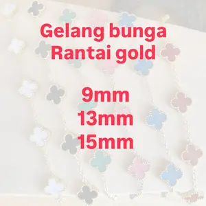 Swarna Jewelry Gelang Bunga Lima Rantai Gold 9mm 13mm 15mm elgean dan stylish