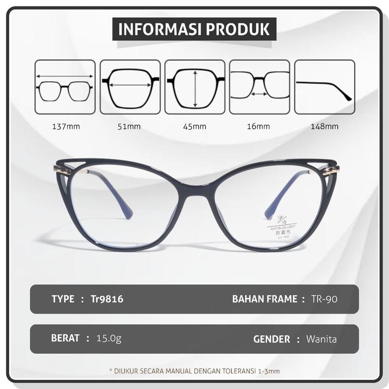 Colore.in Kacamata Anti Blueray Lensa Minus Photocromic Anti Radiasi Wanita Pria Terbaru Kacamata Fashion TR-90+Metal Anti Silau Frame Kacamata Komputer TR9816 3