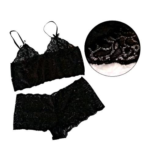 (VCO) - Lingerie Bra Set + Celana Dalam Sexy Motif Bungan Bahan Lace ...