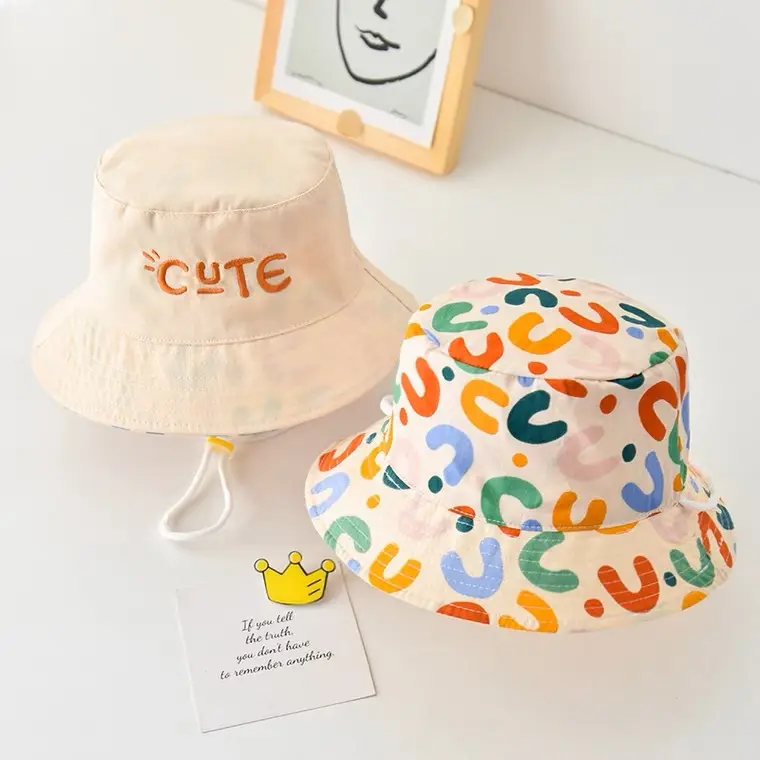 Mũ Bucket Trẻ Em, Hai Mặt, Thêu Chữ, Dành Cho Trẻ Em, Mũ Ngư Dân, Thích Hợp Cho Bé Trai Và Bé Gái, Lý Tưởng Cho Các Hoạt Động Ngoài Trời Mùa Xuân Và Mùa Thu, Chống Gió Và Chống Nắng, Mũ Chống Nắng 3