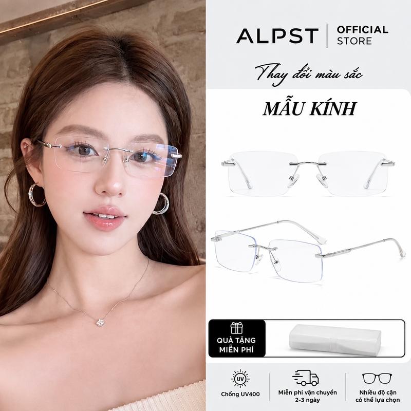 Kính không gọng chống ánh sáng xanh UV400 đổi màu thời trang, thiết kế tối giản, dành cho cả nam và nữ 23055