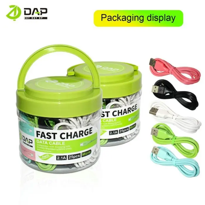 DAP Kabel Data DAM100 Micro/DAT100 Type-C/DAL100 Lightning (Per pcs/Eceran) 2.1A 1M Data Cable