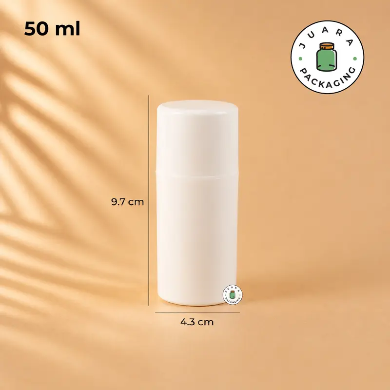 Botol Pump Airless 30ml 50ml 100ml Putih – Botol Kosmetik Plastik Isi Ulang Tanpa Udara Cocok untuk Serum, Lotion, Gel, Skincare Cair, Wadah Travel Size Refill 30 ml 50 ml 100 ml