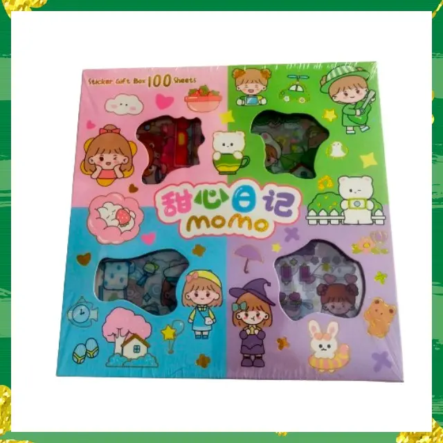 100 lembar (1 box) stiker motif kartun Korea lucu waterproof anti air dekorasi hanbook scrapbook stiker momo 0