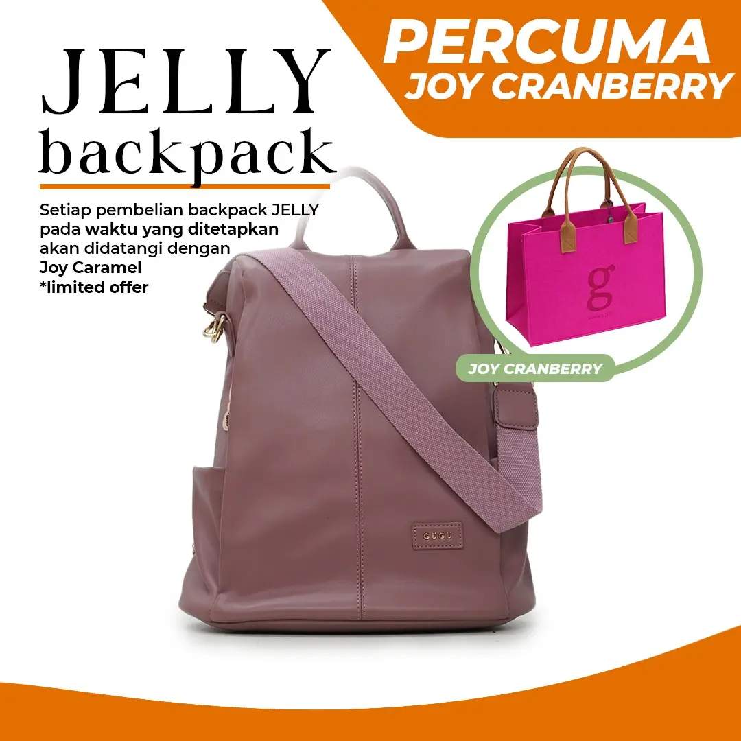 GUGU - JELLY PLAIN SHOULDER STRAP lightweight,  Anti pick pocket Backpack