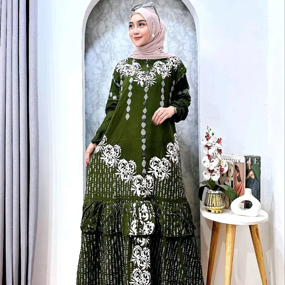 Gamis Twill Rampel Miring || Dress wanita trendy Panjang