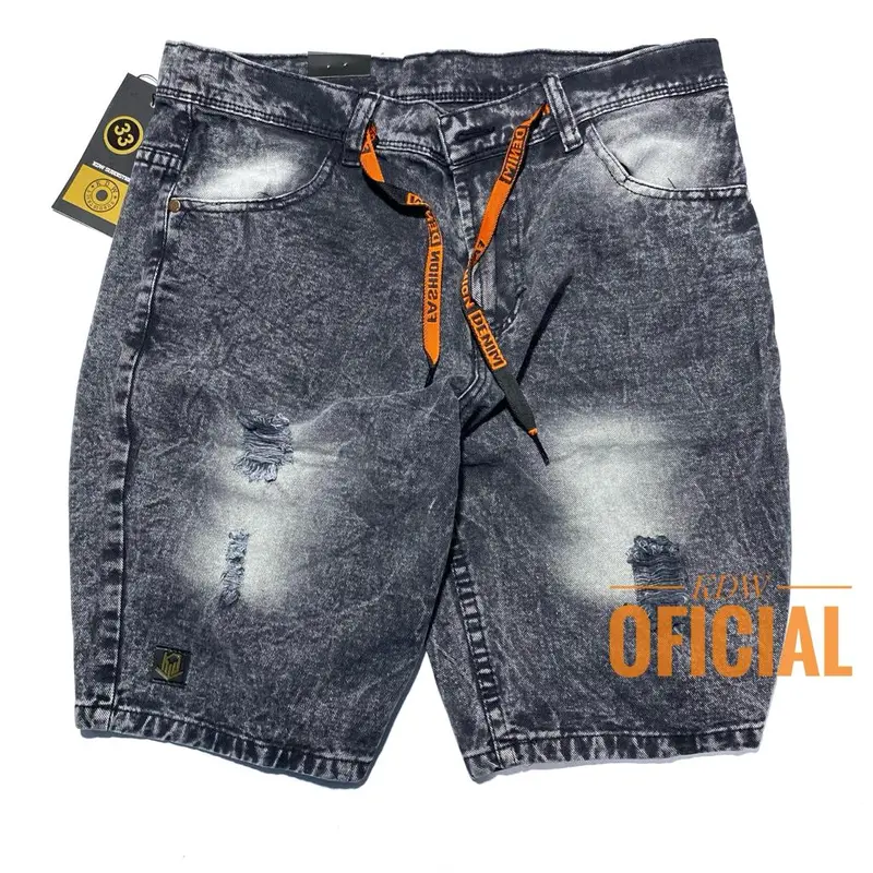KDW - Celana jeans Pendek Sobek Bermuda Pria 1