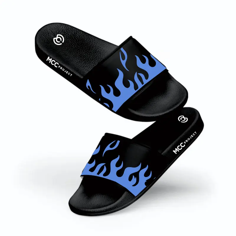 Sandal Selop Pria Kekinian RFS Motif Api Hitam Putih, Kasual dan Trendi - Shoes Karet PVC Sendal 8