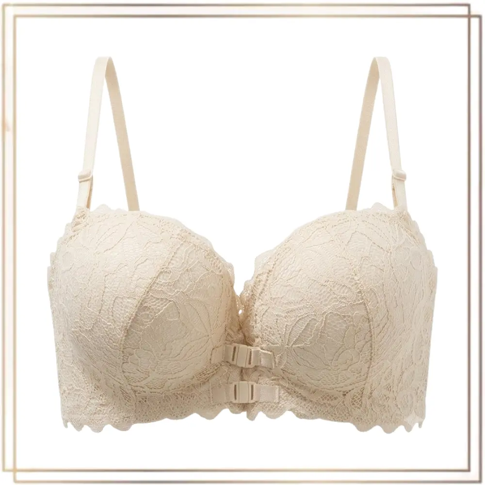 [DSK] Bra Renda Depan Tanpa Kawat Push Up Seamless Bralette Wanita Cup BC Adjustable BR0368