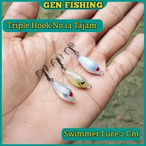Gen Fishing Swimmer Lure Umpan Pancing Hampala 2cm Swimbait Lure Casting Micro Triple Hook No 14 Tajam