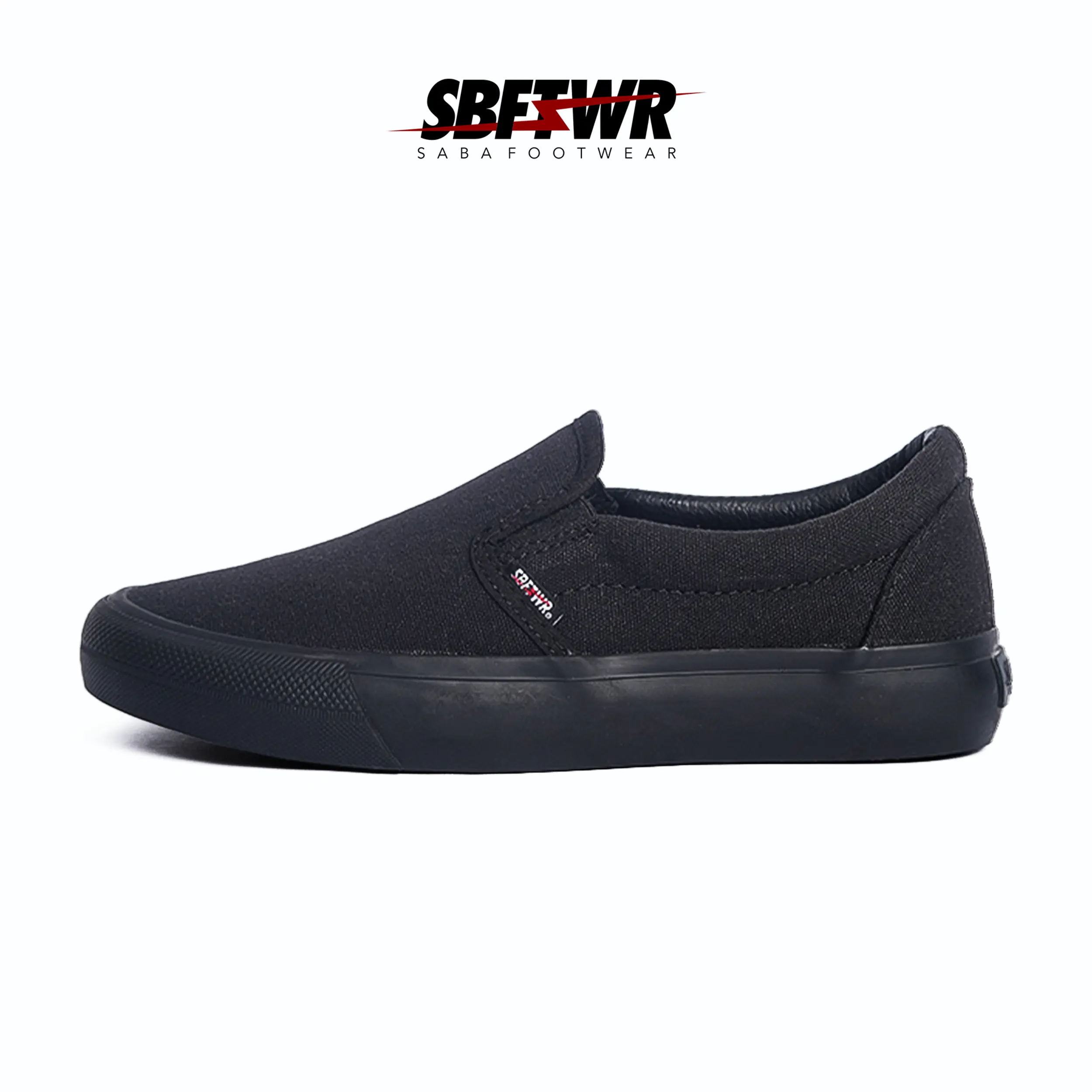 SABA Vintage Slip On All Black - Sepatu Sneakers Casual Pria Wanita