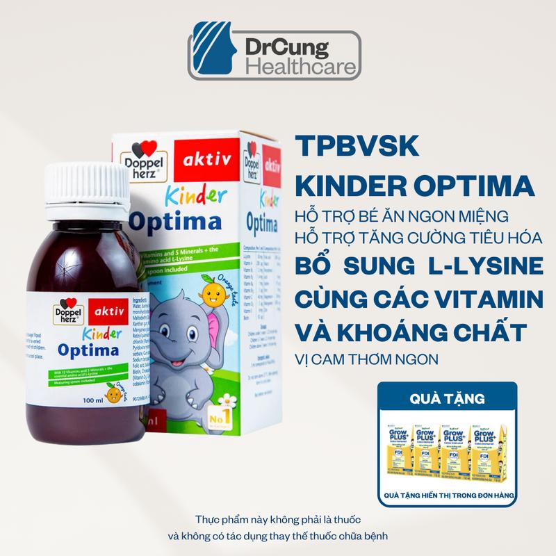  TPBVSK Siro con voi Doppelherz Kinder Optima Lọ 100ml Bổ sung Vitamin và khoáng chất cho trẻ MUA 1 LỌ TẶNG 1 VỈ SỮA GROW PLUS VÀNG 110ML 4 HỘP  