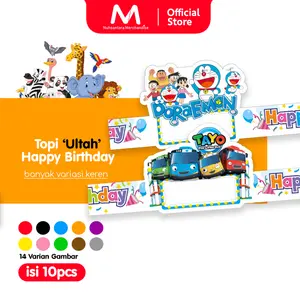 ISI 10PCS - TOPI LINGKAR ULTAH ANAK / TOPI PESTA ULANG TAHUN ANAK / TOPI HAPPY BIRTHDAY KIDS ANAK/ TOPI ULANGTAHUN KARAKTER Buah