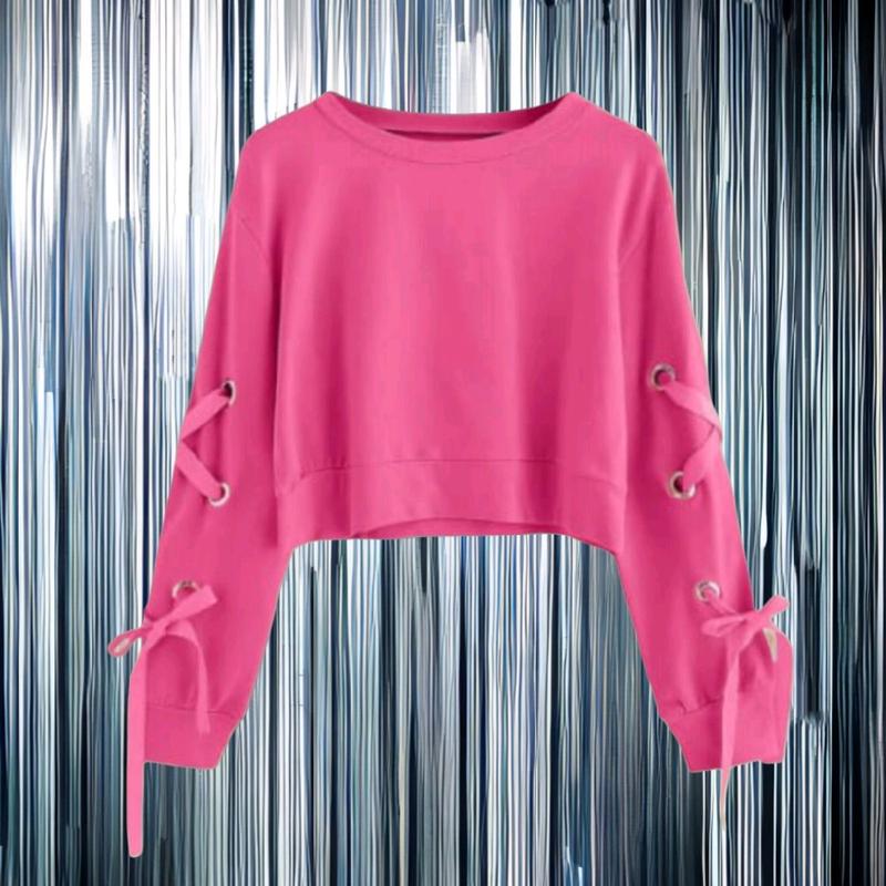 Baju crewenck croptop motif tali pita.untuk anak perempuan usia 3-12 tahun.Atasan fashion 3