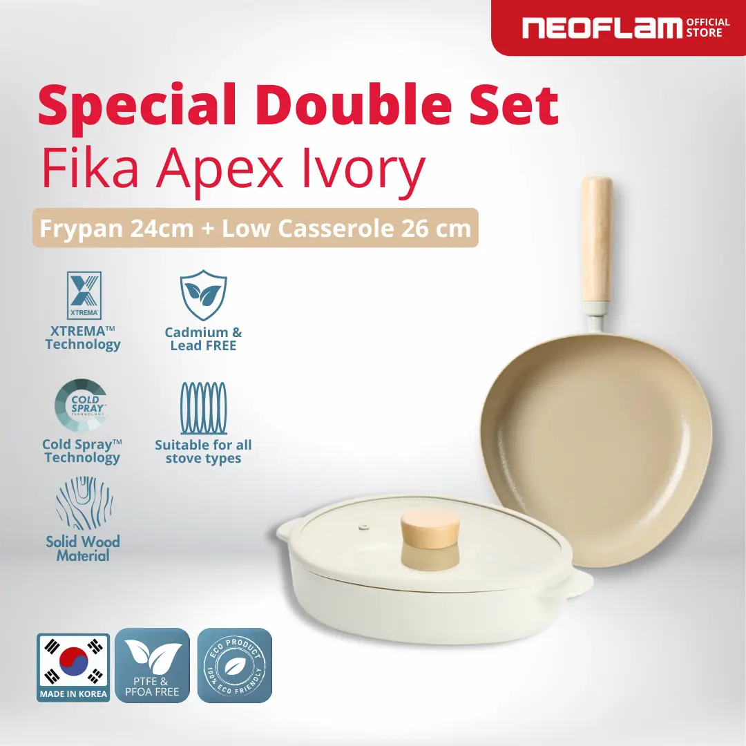 New NEOFLAM Bundling Combo  FIKA APEX Ivory - Set Wajan Panci Anti lengket Tahan Gores Ceramic