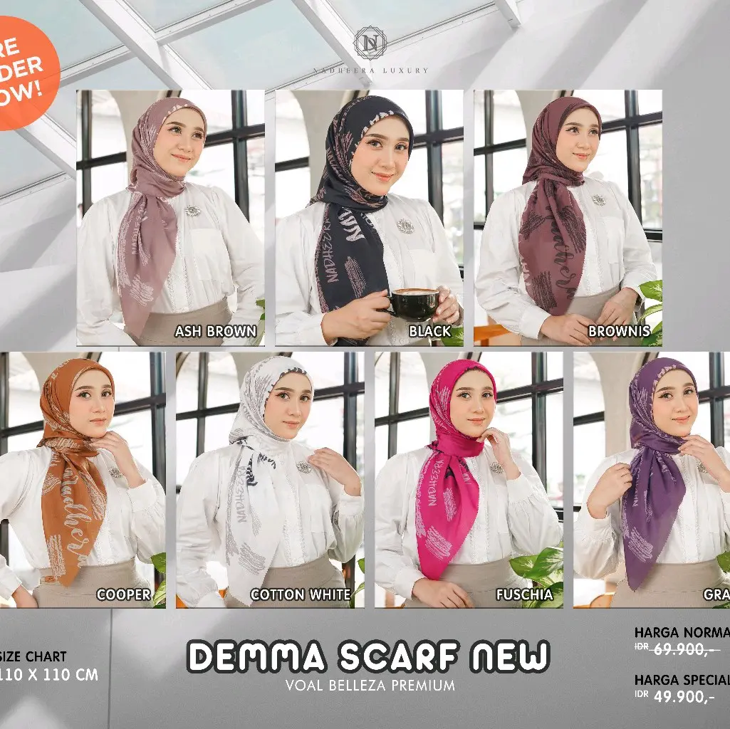 DEMMA SCARF NADHEERA LUXURY - SEGIEMPAT MOTIF MURAH BEST SELLER