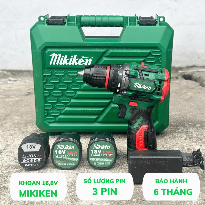 Máy Khoan Pin 4 Cell Nội Địa Mikiken PD - 18 Đầu Kẹp 10mm 3 Pin 4 Cell Không Chổi Than Bảo Hành 6 Tháng