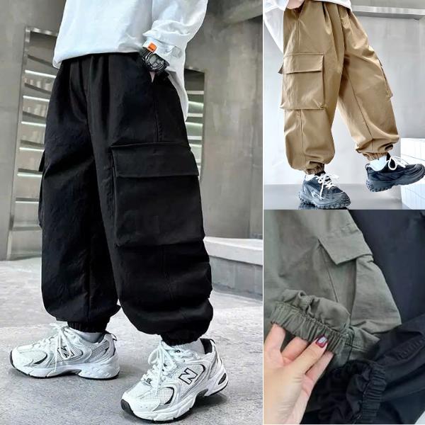 Combo 3 Quần Gió Ống Rộng Túi Hộp Cho Bé Trai Bé Gái Dáng Jogger Baggy Nam Nữ - Quần Kaki Túi Hộp - Thời Trang Moonbe Quần Gió Túi Hộp