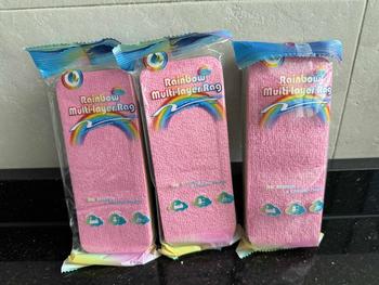 Product Review of Household strong absorbent to remove oil stains rainbow rag 12 layers can be torn rag fast durable cleaning cloth thickened dirt resistance from 【**E o** M**➰ 0