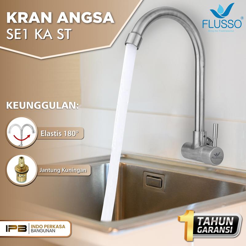 FLUSSO Kran Leher Angsa Drat Tembok 1/2 Inch Keran Air Cuci Piring Kualitas Premium | 2215 3