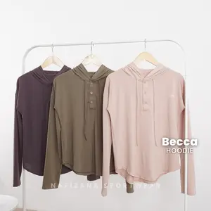 Nafizana - Becca Hoodie / Baju Olahraga Wanita / Baju Olahraga Gym Pilates Yoga Fitness / Hoodie Olahraga  Senam Yoga Wanita / Activewear Atasan Olahraga Wanita Hijab Friendly / Baju Olahraga Muslimah