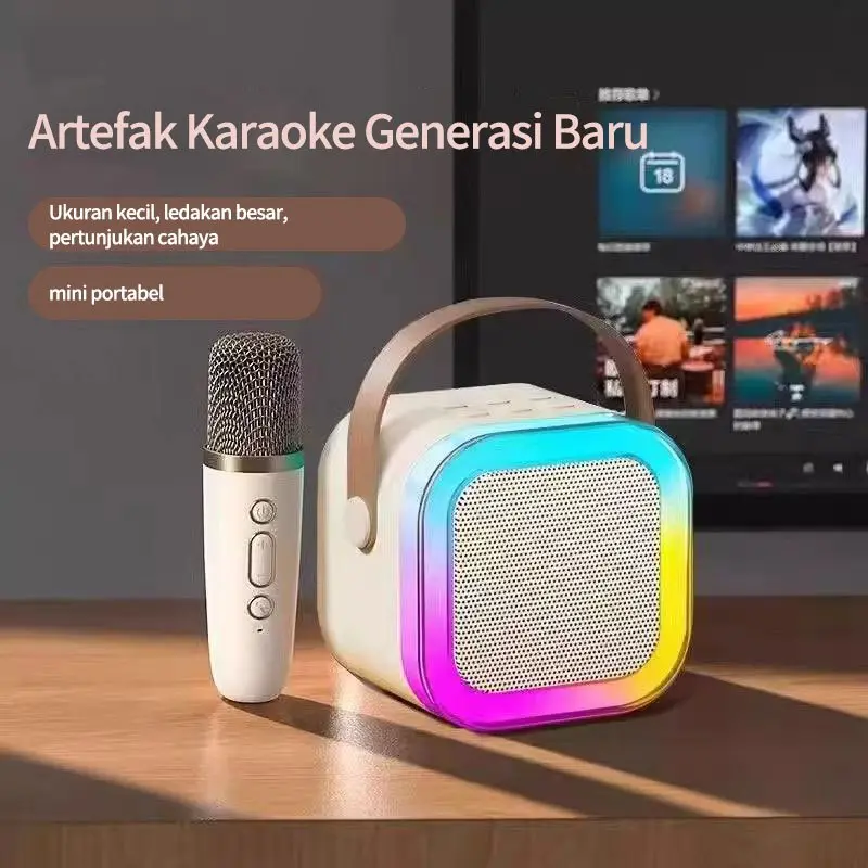 [COD&Local Delivery] Speaker Karaoke Bluetooth Mini dengan 2 Mikrofon - Mikrofon Nirkabel dan Mikrofon Bass speaker konten mikrofon karaoke Microphone Wireless 3