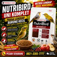 Gambar Makanan Burung NUTRIBIRD UNI KOMPLET Versele-Laga Pleci Ciblek Multivitamin Mineral Lengkap Ekstrak Serangga Buah Segar Alami - Original 250 Gram dari Seputar Burung Indonesia Kab. Sukoharjo 5 Tokopedia