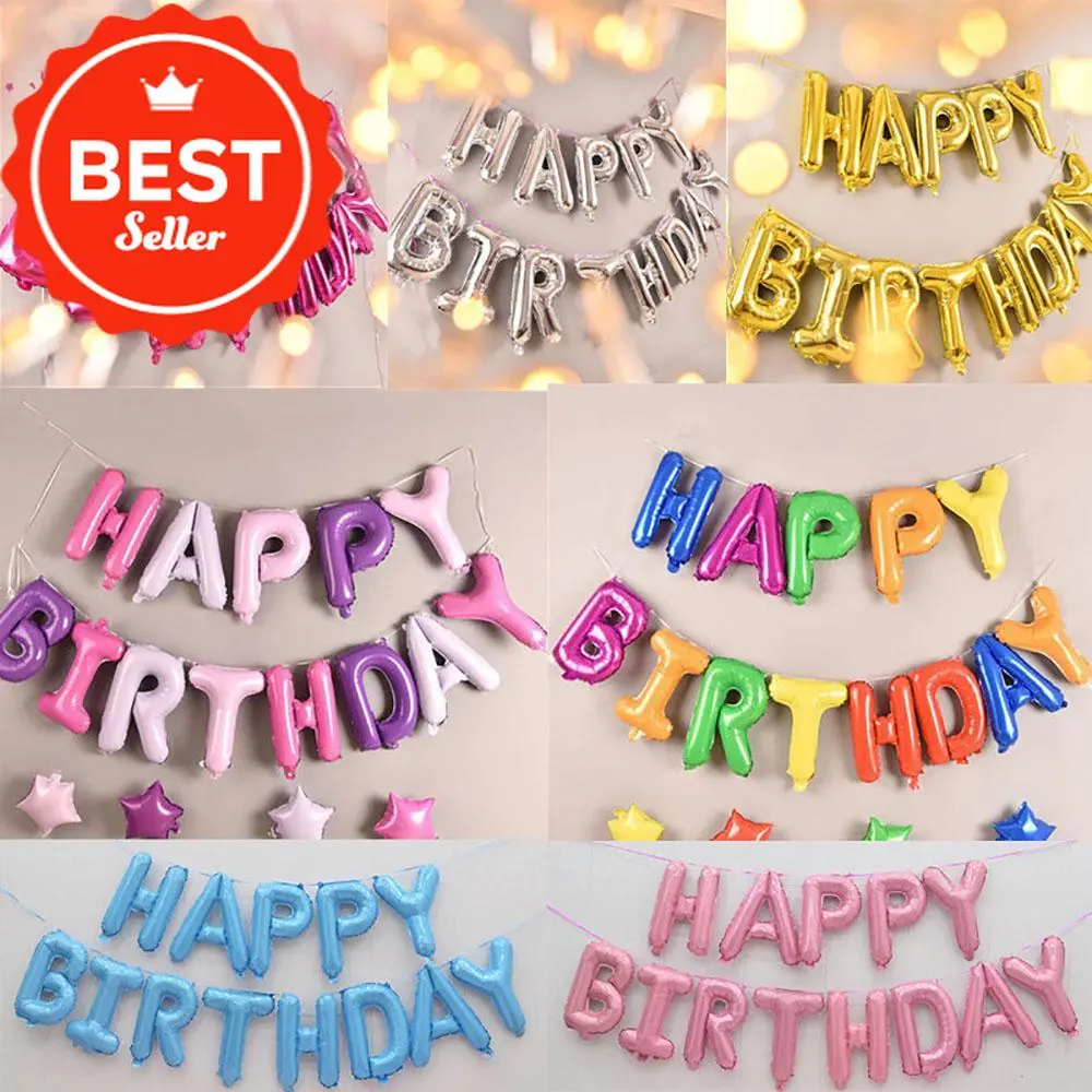 COD Hot Selling 13pcs Happy Birthday Decoration Balloons Rose Golden Letter Foil Ballons Birthday Party Decorations Globos Anniversaire Balony