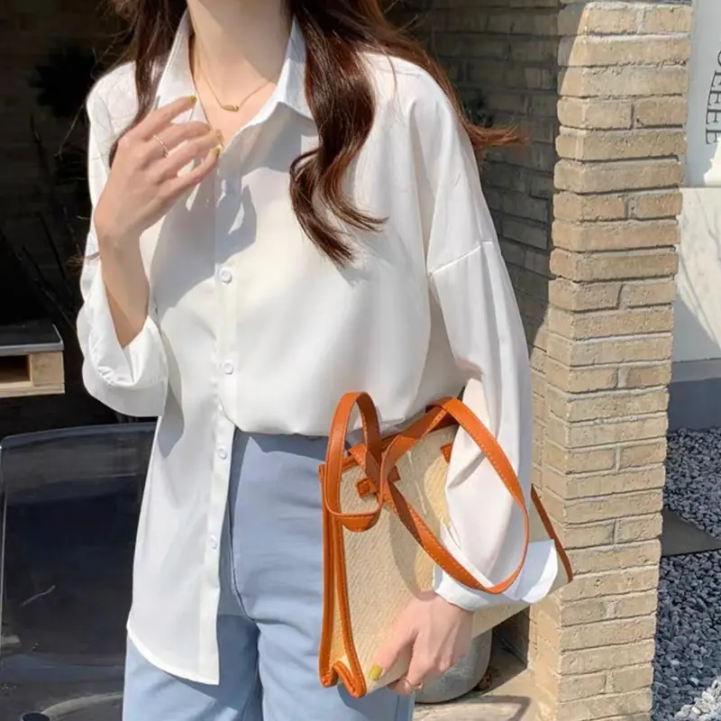 Kemeja Simpel Atasan Wanita Basic Polos Bahan Shakila Twill Premium Nyaman Baju Lengan Panjang  Kekinian 6