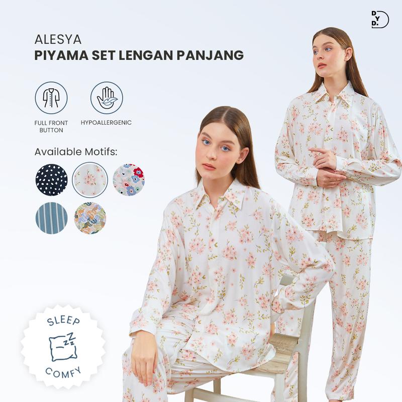 Piyama Kemeja Setelan Panjang Dydlabel Alesya Set Bahan Rayon 1