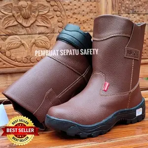 Sepatu Safety Boot King SKN Asli Ujung Besi Termurah Kerja Proyek Lapangan Industri Pria Wanita shoes Pria Wanita Keselamatan kerja pabrik Sol Karet Hitam