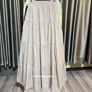 Rok Umpak Polos Katun Poplin Model Terbaru Panjang Muslim Dewasa Wanita Rempel Maxi Bawahan Casual