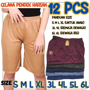 12Pcs short Daleman cewek Termurah ukuran S sampai 6L Grosir Aloha ID