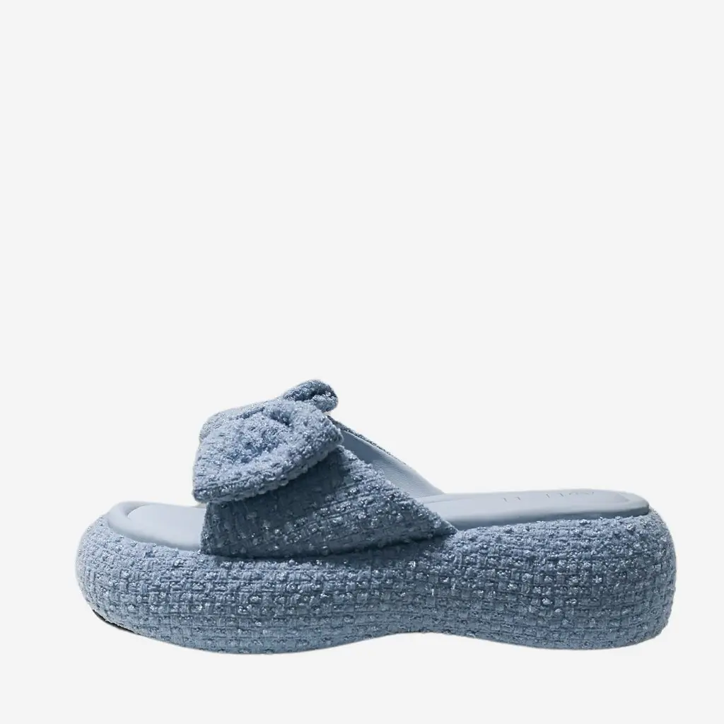 RIBBON OF PROMISE TWEED FLATFORMS (6.5 CM) IN DENIM BLUE