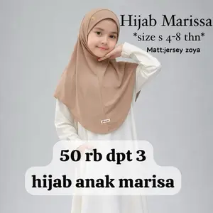 Marissa Hijab Anak Marissa Size S 4-8 Tahun Bahan Jersey Zoya Premium Paket 50 Rb Dpt 3 ( Tergantung postur tubuh anak)
