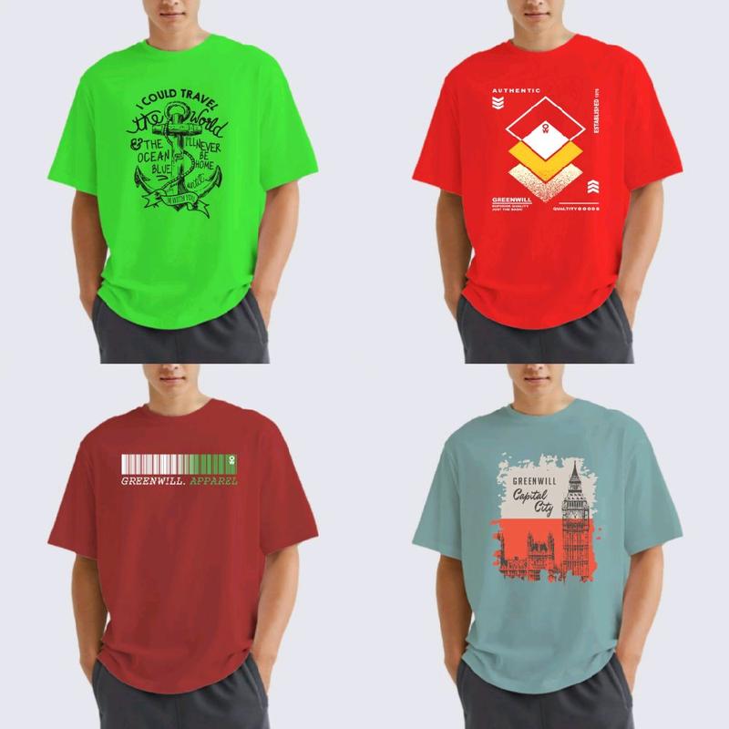 Kaos 100rb 8 Pcs Kaos GreenWill Baju Atasan Lengan Pendek Pria Wanita Dewasa T-Shirt Hitam Distro Oblong 4
