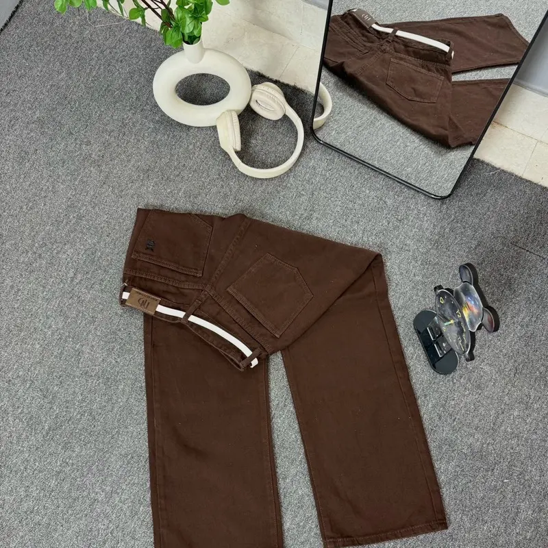 (ND Jean) Quần Jean Kaki Nữ Ống Suông Thêu Thỏ Lưng Cao - Dài 96-103CM -  5 Màu – Form Suông, Vải Không Giãn, Dễ Mặc | BigBuy360 - bigbuy360.vn