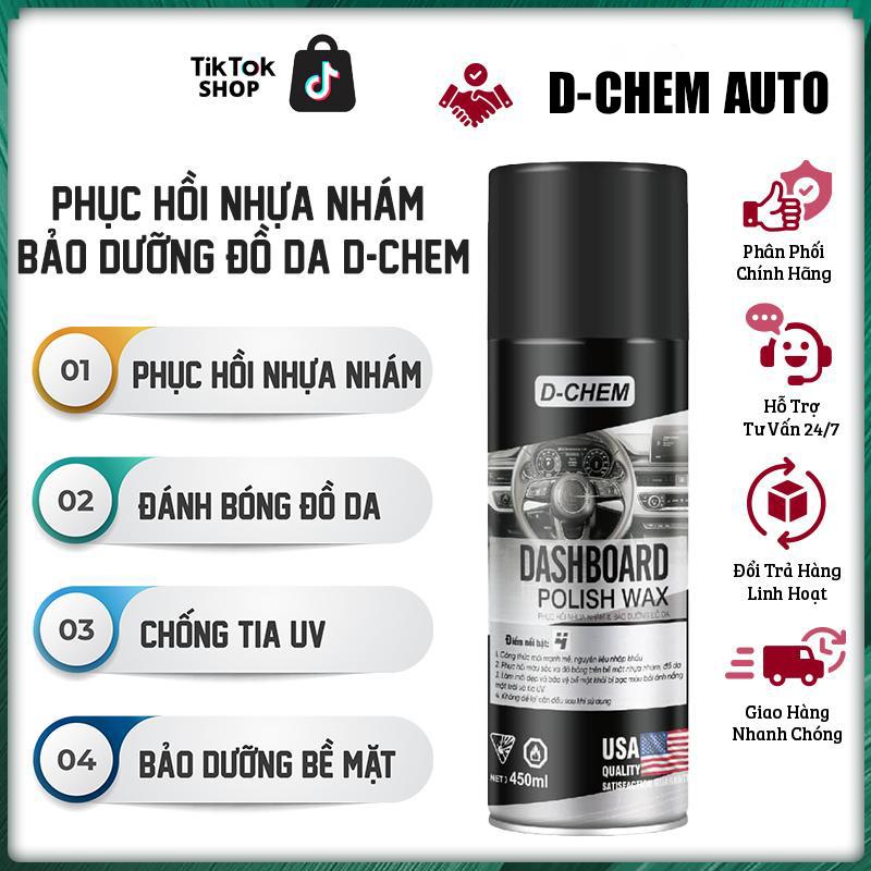 Chai Xịt Phục Hồi Nhựa Nhám D-Chem 450ml-380g Chính Hãng Dưỡng Đánh Bóng Nhựa Nhám Ô Tô Xe Máy