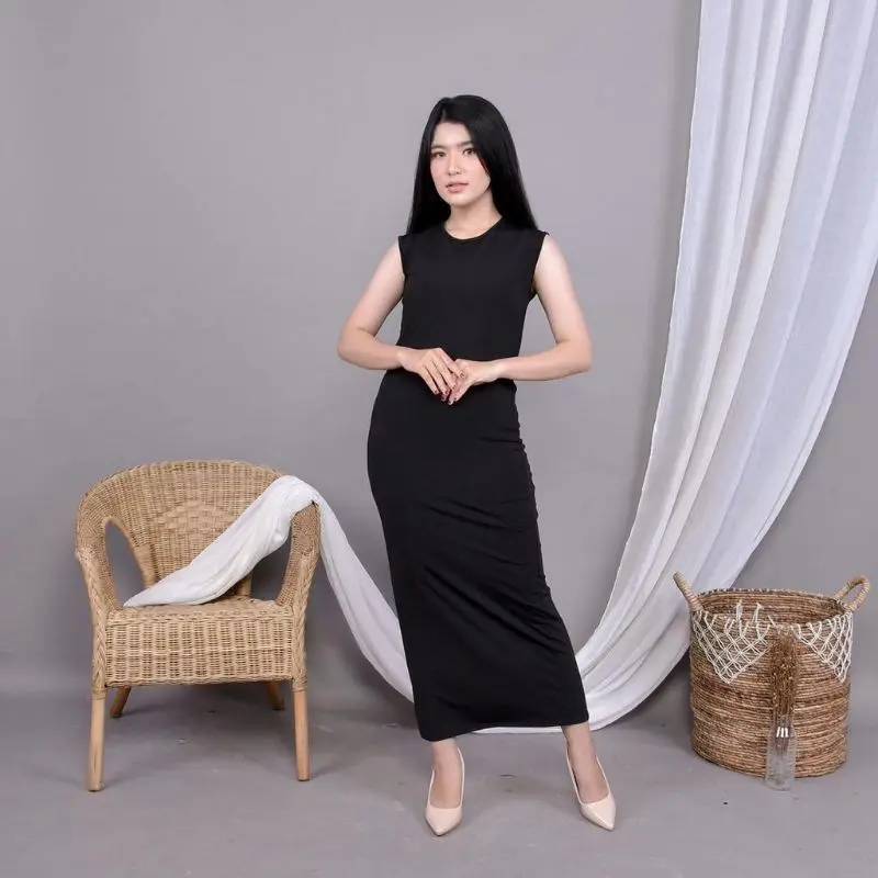 Inner Dress Polos Tanpa Lengan Bahan Scuba Premium Gamis Manset Tanpa Lengan Jumbo polos Dewasa 3