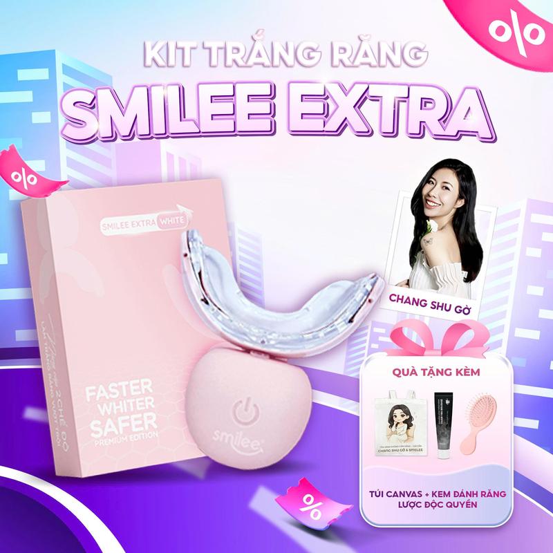 [CSG_ CÓ QUÀ_CFV] Bộ Kit Hỗ Trợ Làm Trắng Răng Smilee Extra White (Phiên bản cải tiến) - Duy trì độ trắng 8-12 tháng tuỳ cơ địa từng người - Bảo hành 12 tháng +LƯỢC CSG + TÚI CANVAS ChangShuGo + KEM ĐÁNH RĂNG #KITEX