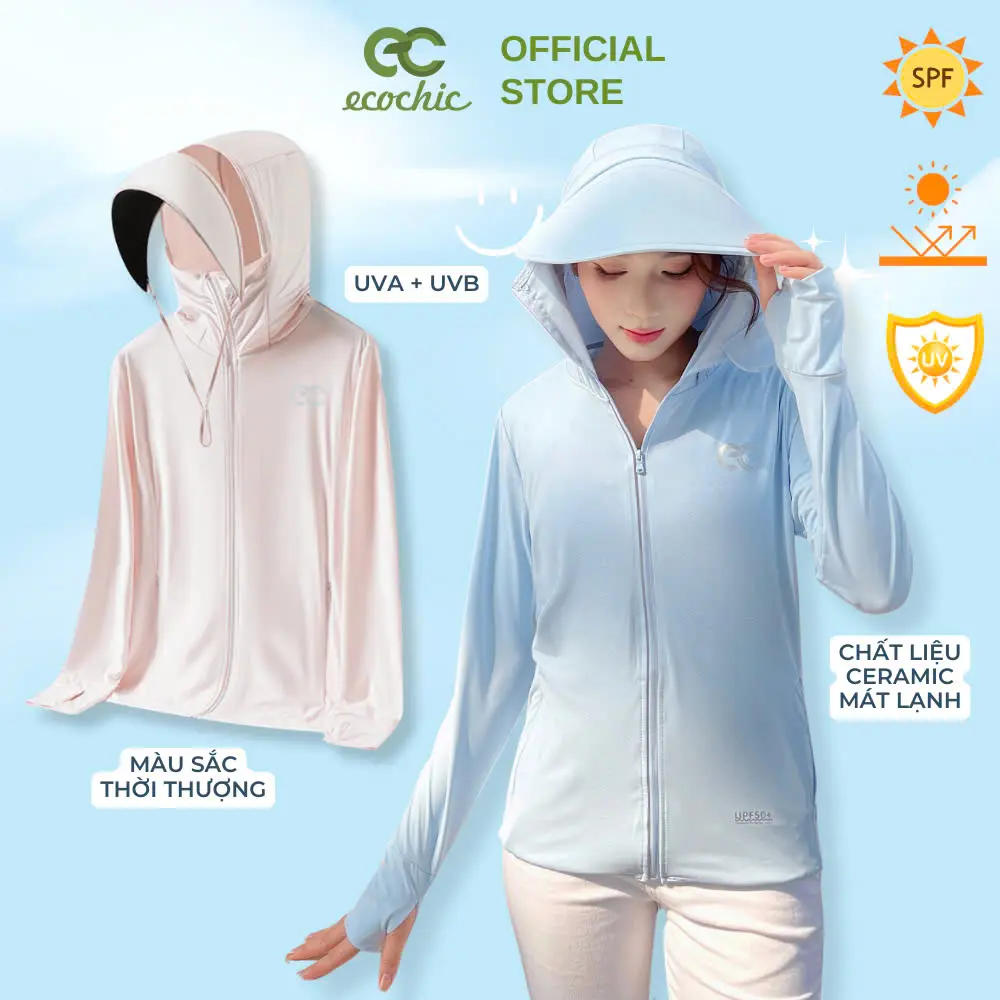 Áo Chống Nắng ECOCHIC B041 Nam Nữ Dáng Dài Chất Liệu Ceramic Cao Cấp Chống Tia UV UPF50 Co Giãn Thoáng Mát